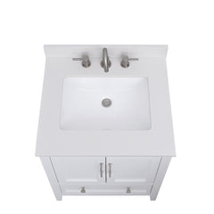 Everest White Quartz Top with Single Rectangular Sink