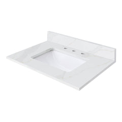 Calacatta White Quartz Top with Single Rectangular Sink