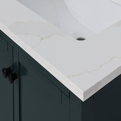 Calacatta White Quartz Top with Single Rectangular Sink