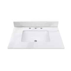 Calacatta White Quartz Top with Single Rectangular Sink