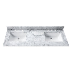 Carrara White Marble Top with Double Rectangular Sinks